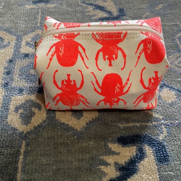 India Hicks Lucky Beetle Orange Cotton Canvas Cosmetic Bag - Picture 2 of 8